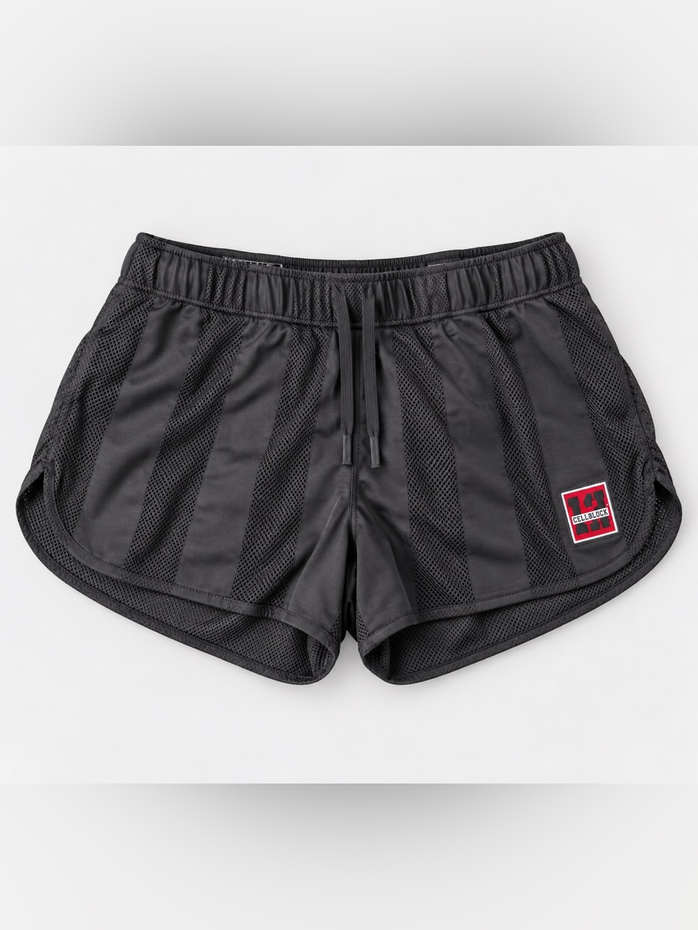 Cellblock13 Men’s Black Athletic Mesh Shorts - Inside Drawstring